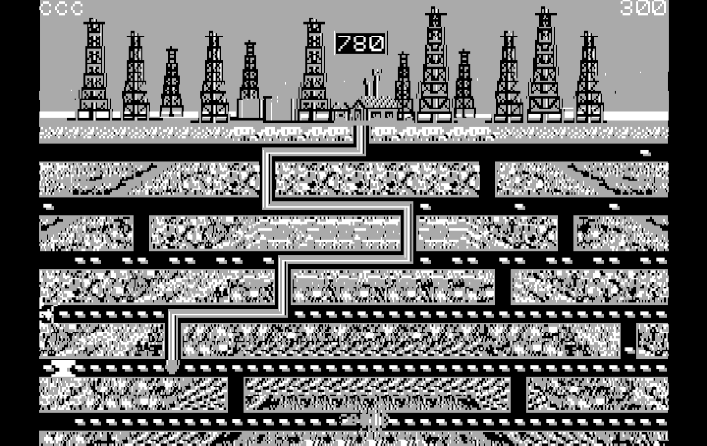 Oil's Well IBM PC/Compatibles Screenshot: Beginning the first level.