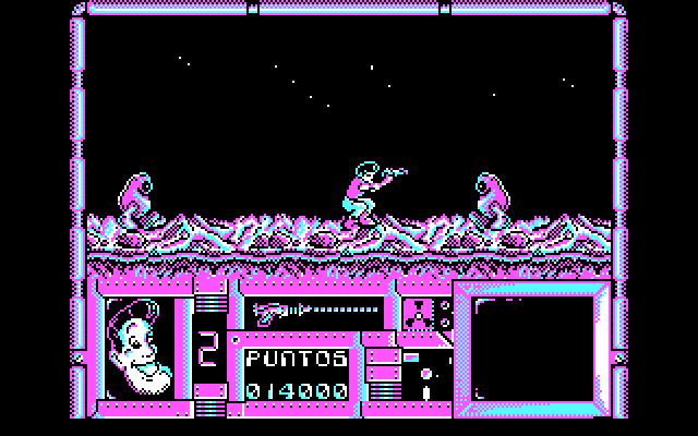 Freddy Hardest IBM PC/Compatibles Screenshot: Preparing to blast an opponent...