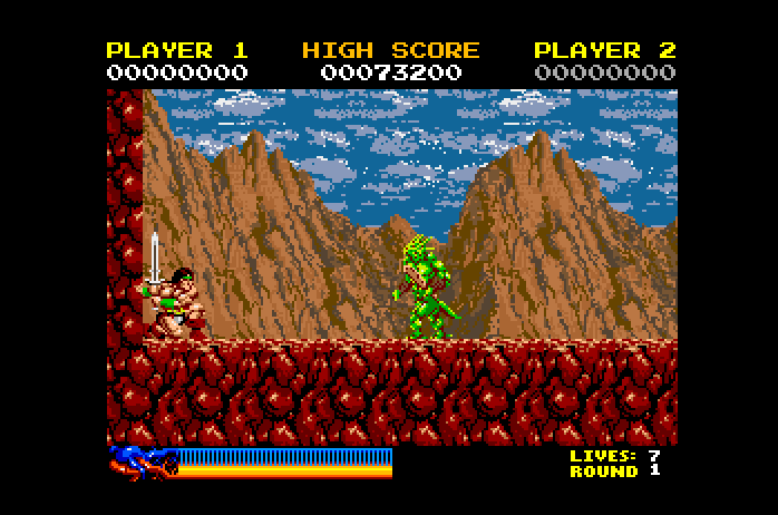 Rastan Apple IIgs Screenshot: Game start.