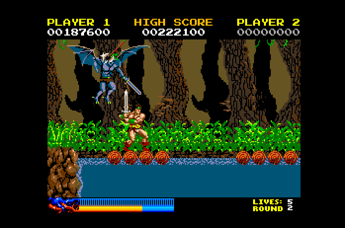 Rastan Apple IIgs Screenshot: Don't fall into the swamp here...