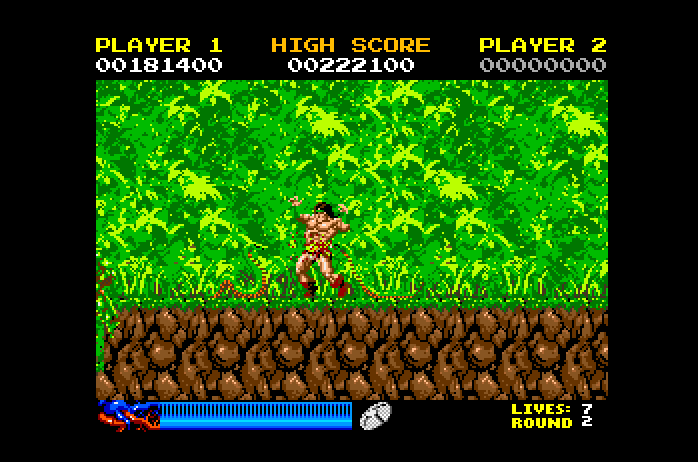 Rastan Apple IIgs Screenshot: Ouch! Deadly snakes blend into the background.