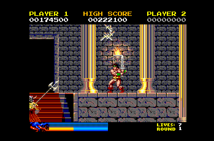 Rastan Apple IIgs Screenshot: The first end of level boss.