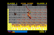 Rastan for Apple IIgs - Don't fall off of this rope! The fire below is deadly...