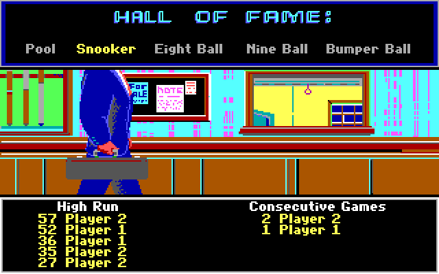Rack 'Em IBM PC/Compatibles Screenshot: Hall of fame.