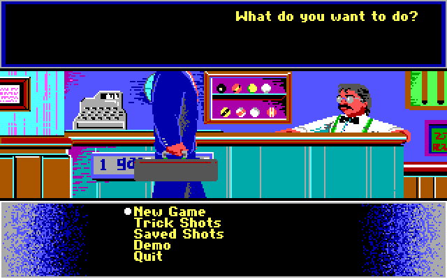 Rack 'Em IBM PC/Compatibles Screenshot: The main menu.
