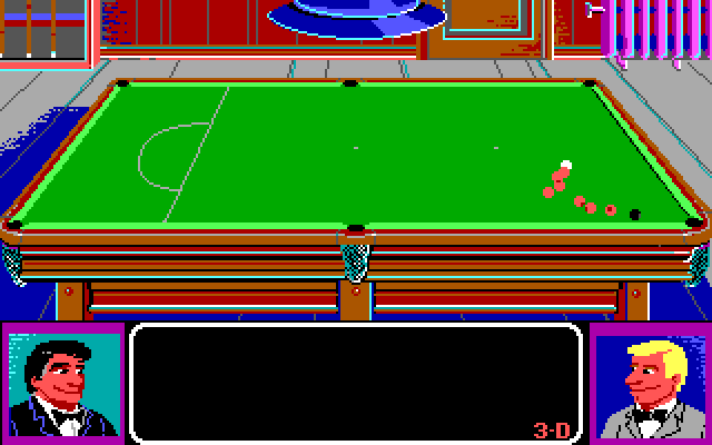 Rack 'Em IBM PC/Compatibles Screenshot: The computer demonstrates this trick shot...