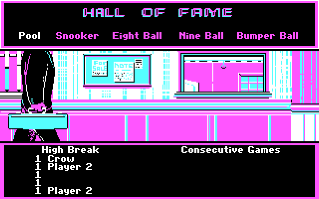 Rack 'Em IBM PC/Compatibles Screenshot: The hall of fame.