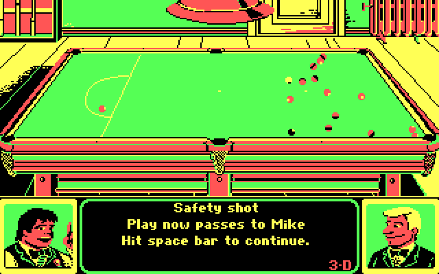 Rack 'Em IBM PC/Compatibles Screenshot: Safety shot; next player's turn...