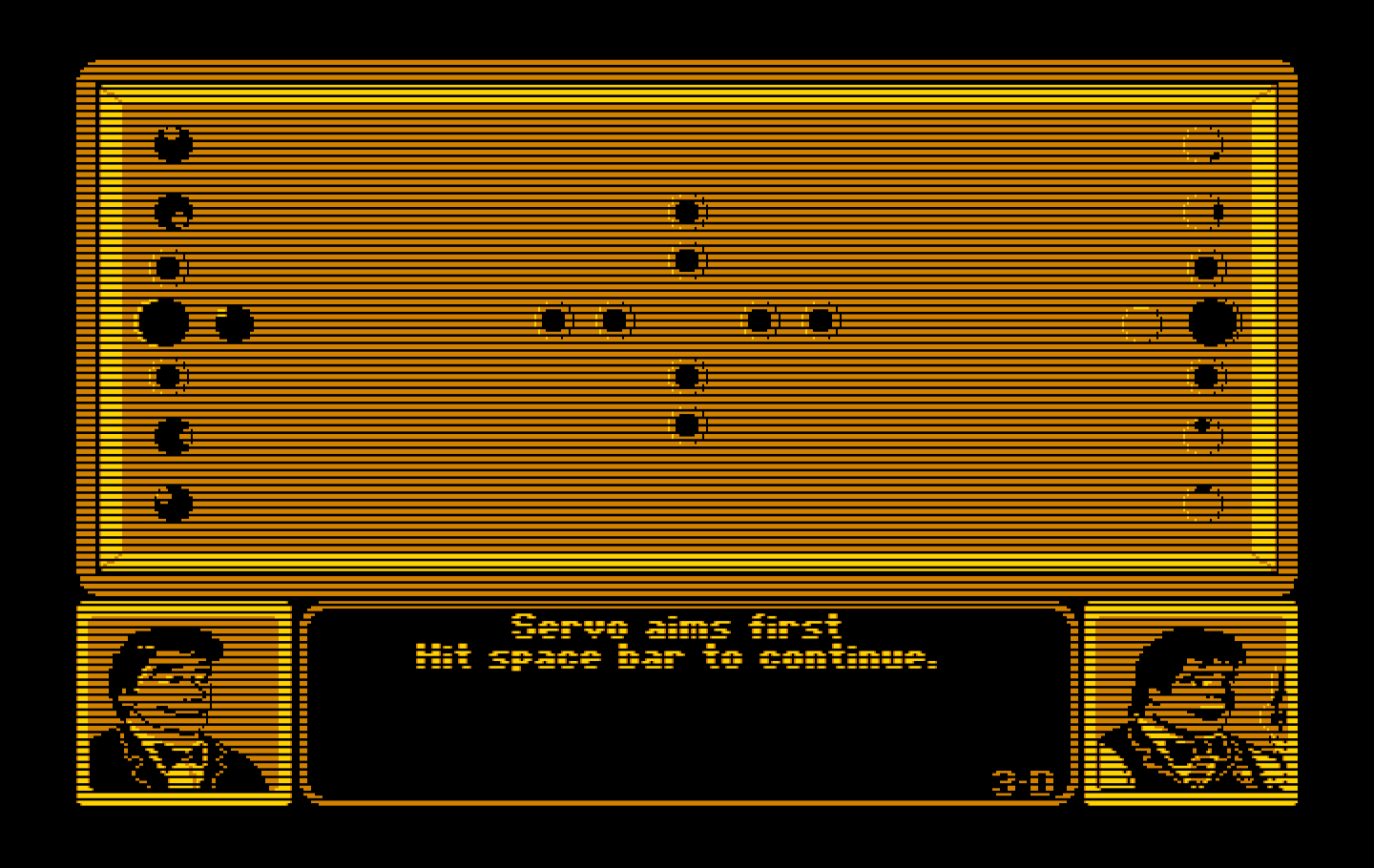 Rack 'Em IBM PC/Compatibles Screenshot: Bumper ball; player one aims first...