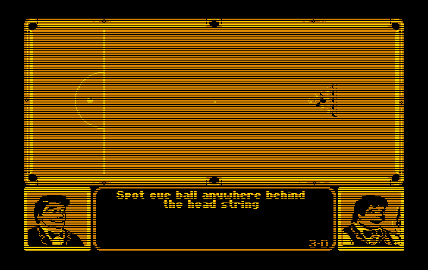 Rack 'Em IBM PC/Compatibles Screenshot: Placing the cue ball...