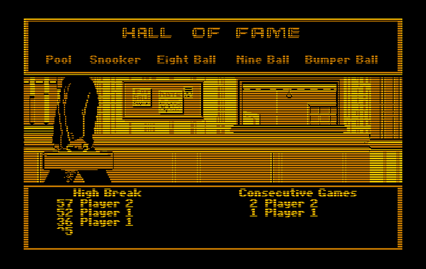 Rack 'Em IBM PC/Compatibles Screenshot: High scores.