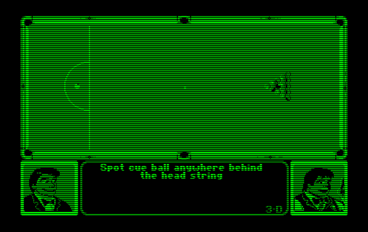 Rack 'Em IBM PC/Compatibles Screenshot: Placing the cue ball...