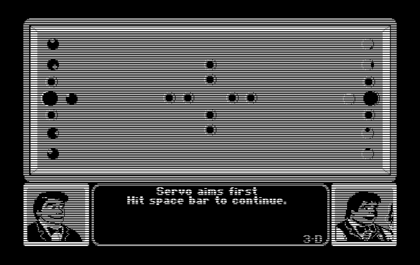 Rack 'Em IBM PC/Compatibles Screenshot: Bumper ball; player one aims first...
