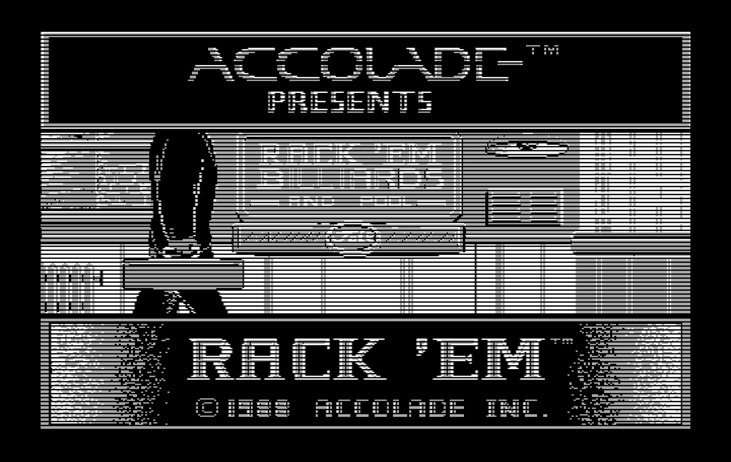 Rack 'Em IBM PC/Compatibles Screenshot: Title screen.