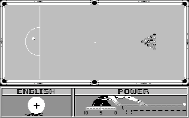 Rack 'Em IBM PC/Compatibles Screenshot: Adjust the english and power of each shot...