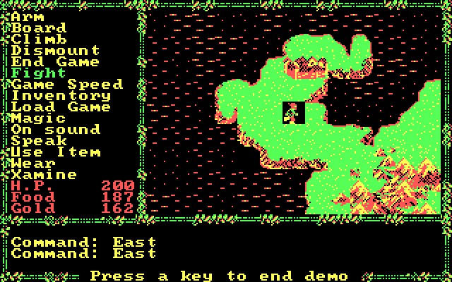 Questron II IBM PC/Compatibles Screenshot: The world map.
