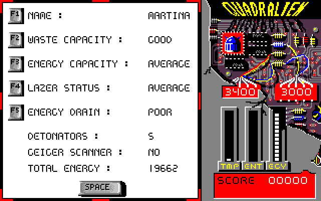 Quadralien IBM PC/Compatibles Screenshot: Status...