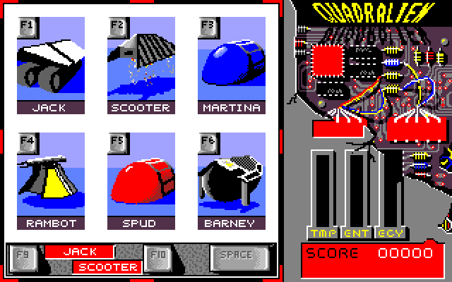 Quadralien IBM PC/Compatibles Screenshot: Choosing a droid...