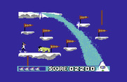 Matterhorn Screamer! for Commodore 64 - Jump over opponents, or they'll shove you off of the edge!