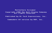 Matterhorn Screamer! for Commodore 64 - Copyright screen.