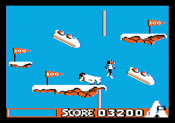 Matterhorn Screamer! Apple II Screenshot: Uh oh, falling off the edge!