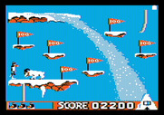 Matterhorn Screamer! for Apple II - Avoid the creatures, or they'll shove you off of the platforms!