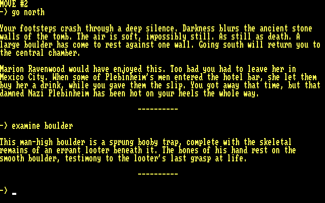Indiana Jones in Revenge of the Ancients IBM PC/Compatibles Screenshot: Carefully examining my surroundings...