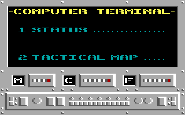 Infiltrator IBM PC/Compatibles Screenshot: Computer terminal.