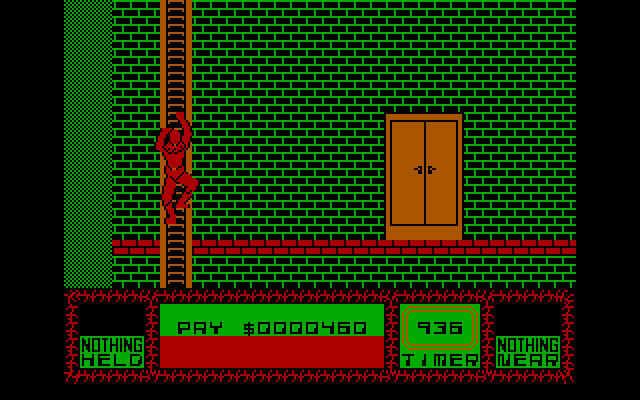 Saboteur II IBM PC/Compatibles Screenshot: Climbing a ladder down to the platform...