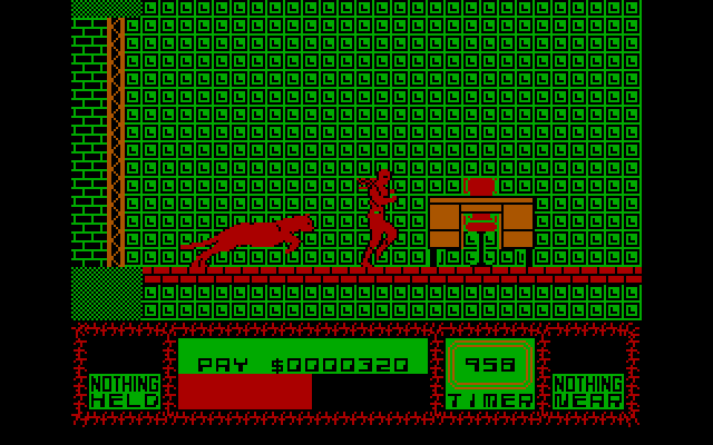 Saboteur II IBM PC/Compatibles Screenshot: Running from a large dog...