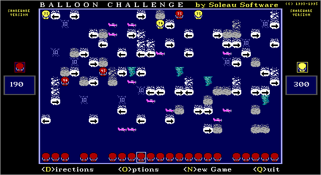 Balloon Challenge IBM PC/Compatibles Screenshot: The red player (always human) contemplates the next move.