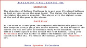 Balloon Challenge for IBM PC/Compatibles - Instructions, part 1.