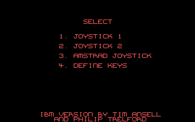 Stryx IBM PC/Compatibles Screenshot: Select a controller type.