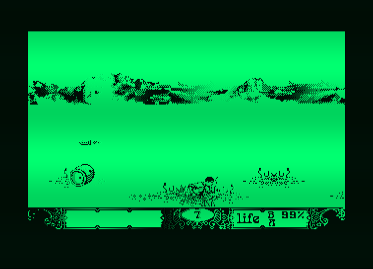 Bob Winner Amstrad PCW Screenshot: Sinking into the swamp...