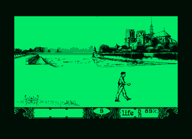 Bob Winner Amstrad PCW Screenshot: Walking through this screen safely...