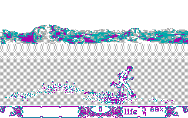 Bob Winner IBM PC/Compatibles Screenshot: Leaping over some danger...