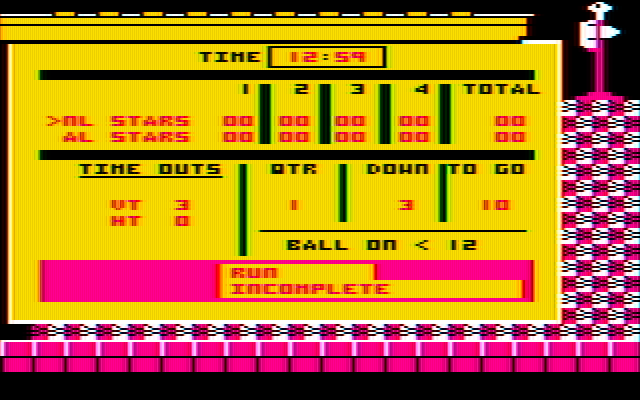 Football IBM PC/Compatibles Screenshot: Run incomplete.