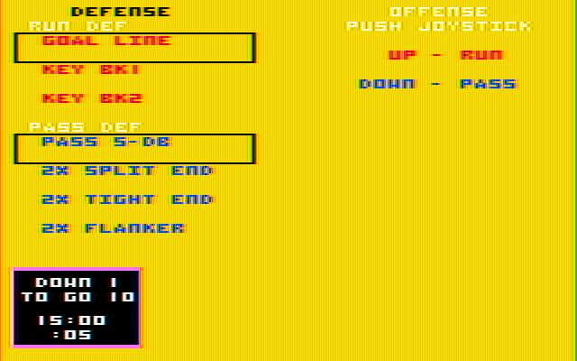 Football IBM PC/Compatibles Screenshot: Selecting plays.