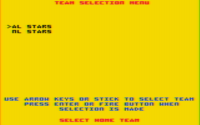 Football IBM PC/Compatibles Screenshot: Team selection menu.