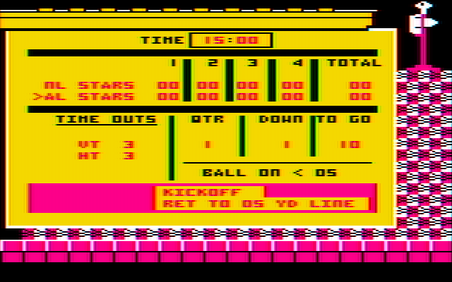 Football IBM PC/Compatibles Screenshot: The scoreboard.