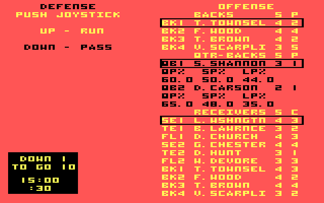 Football IBM PC/Compatibles Screenshot: Which players will be involved in the next play?