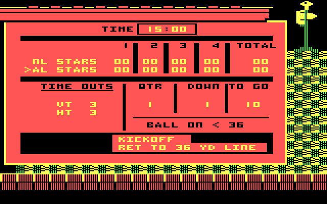 Football IBM PC/Compatibles Screenshot: The scoreboard.