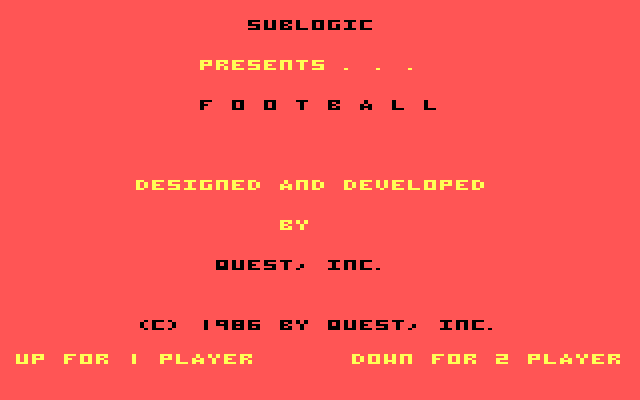 Football IBM PC/Compatibles Screenshot: Title screen.