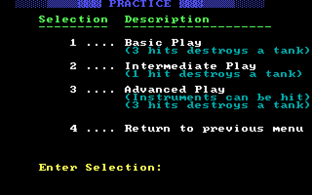 Gemini-2 IBM PC/Compatibles Screenshot: Practice menu.
