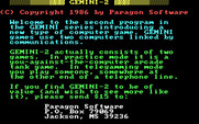 Gemini-2 for IBM PC/Compatibles - Title screen and introduction.
