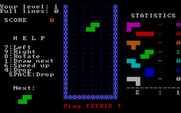 Tetris for IBM PC/Compatibles - The game begins with an empty board.