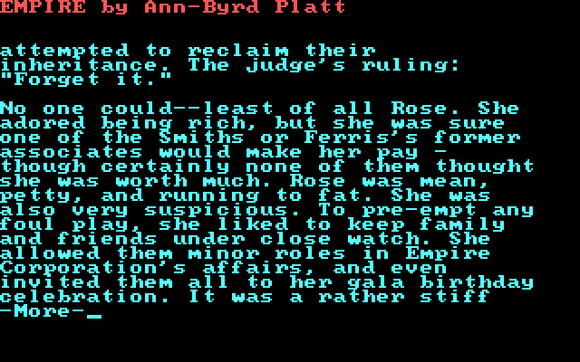 Make Your Own Murder Party IBM PC/Compatibles Screenshot: The Empire story continues...