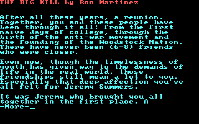 Make Your Own Murder Party IBM PC/Compatibles Screenshot: Overview of The Big Kill.