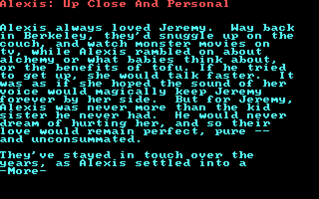 Make Your Own Murder Party IBM PC/Compatibles Screenshot: A character bio.