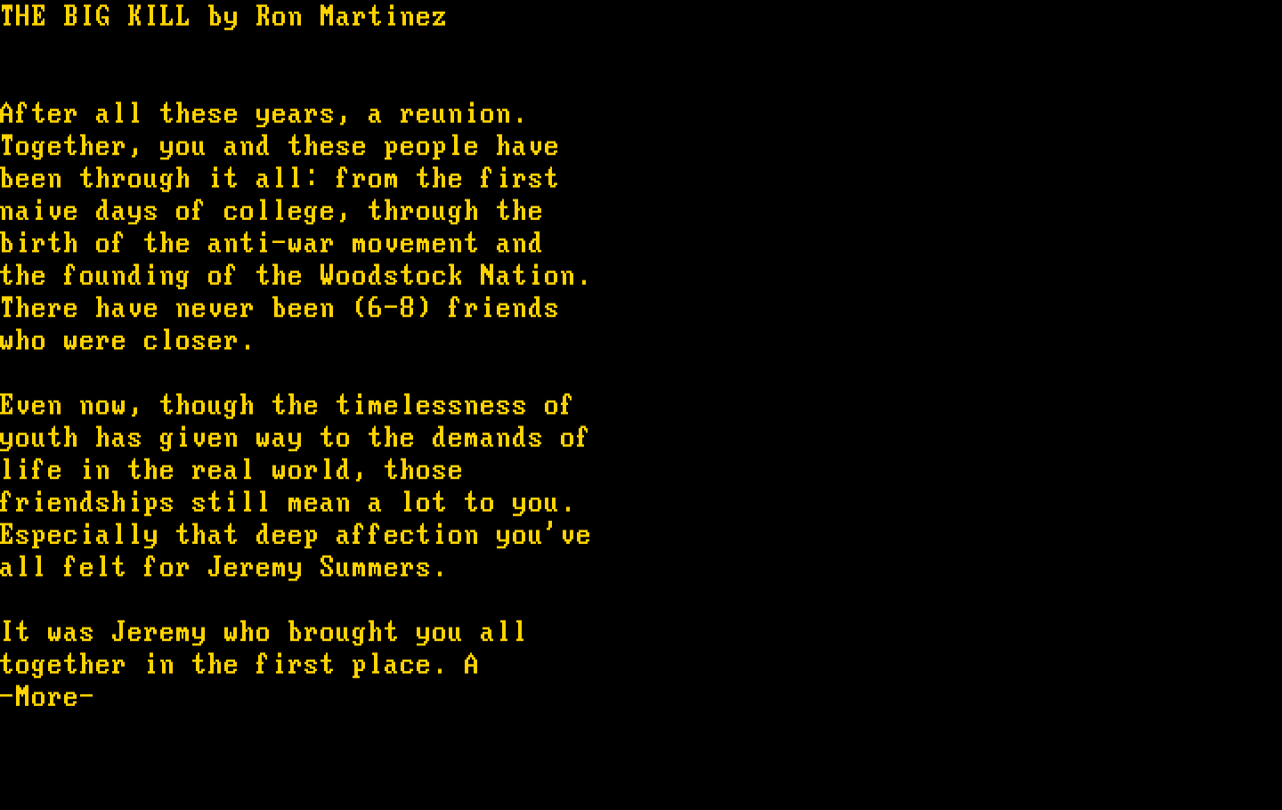 Make Your Own Murder Party IBM PC/Compatibles Screenshot: About The Big Kill...